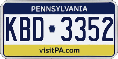 PA license plate KBD3352