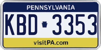 PA license plate KBD3353