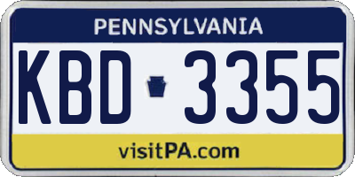 PA license plate KBD3355