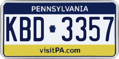 PA license plate KBD3357