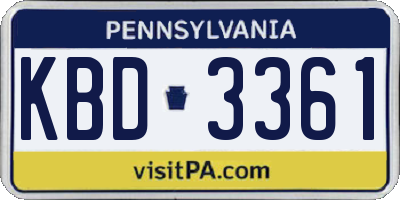 PA license plate KBD3361