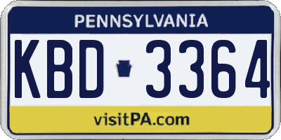 PA license plate KBD3364