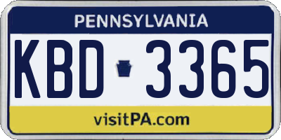 PA license plate KBD3365