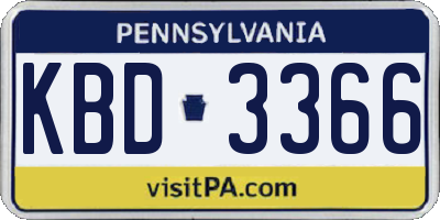PA license plate KBD3366
