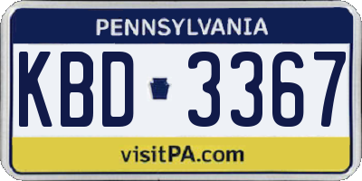 PA license plate KBD3367