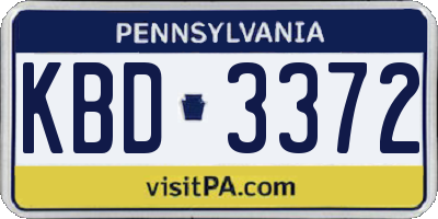 PA license plate KBD3372