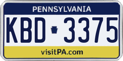 PA license plate KBD3375