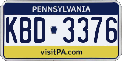 PA license plate KBD3376