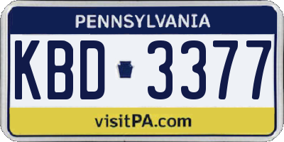 PA license plate KBD3377