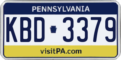 PA license plate KBD3379