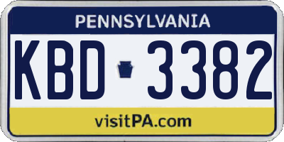 PA license plate KBD3382