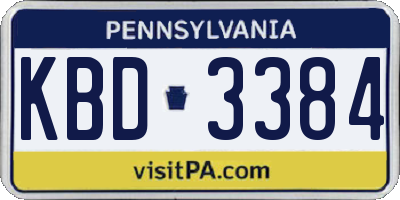 PA license plate KBD3384