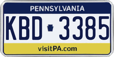PA license plate KBD3385
