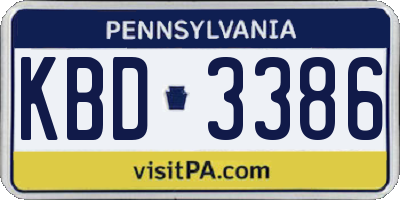 PA license plate KBD3386