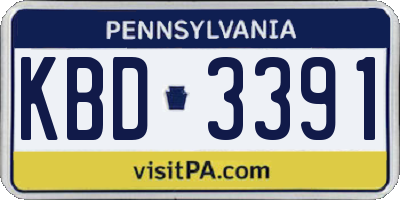 PA license plate KBD3391