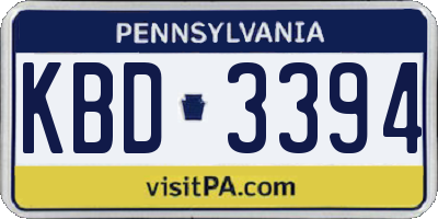 PA license plate KBD3394
