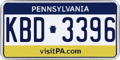 PA license plate KBD3396