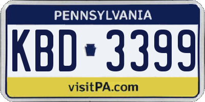PA license plate KBD3399