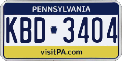 PA license plate KBD3404