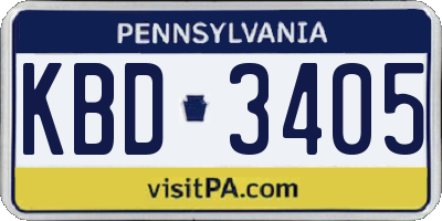 PA license plate KBD3405