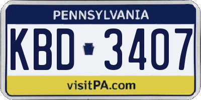 PA license plate KBD3407