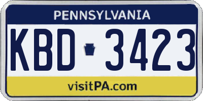PA license plate KBD3423