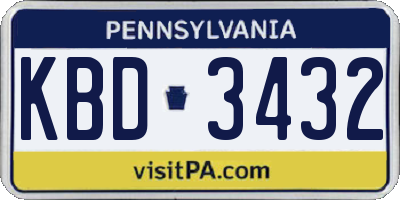 PA license plate KBD3432