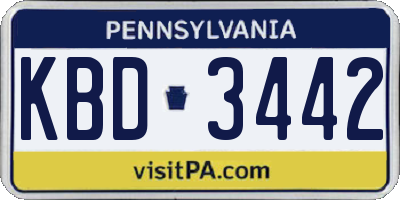 PA license plate KBD3442