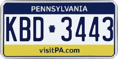 PA license plate KBD3443