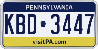 PA license plate KBD3447