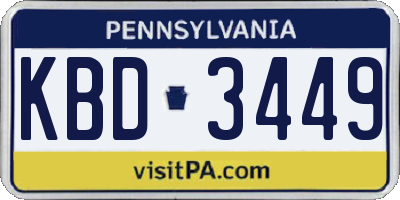 PA license plate KBD3449