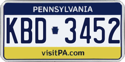 PA license plate KBD3452