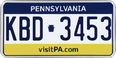 PA license plate KBD3453