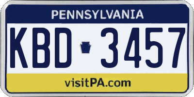 PA license plate KBD3457