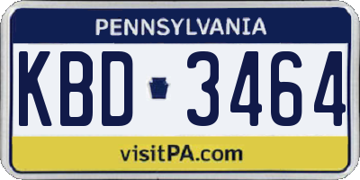 PA license plate KBD3464