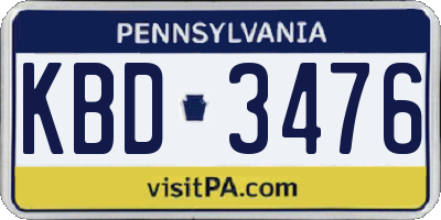 PA license plate KBD3476