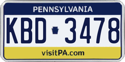 PA license plate KBD3478