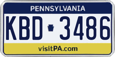 PA license plate KBD3486