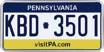 PA license plate KBD3501