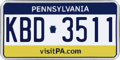 PA license plate KBD3511