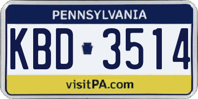 PA license plate KBD3514