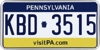 PA license plate KBD3515