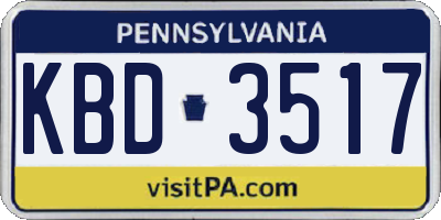PA license plate KBD3517