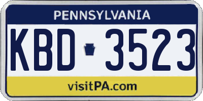 PA license plate KBD3523