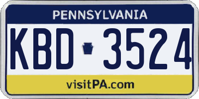 PA license plate KBD3524