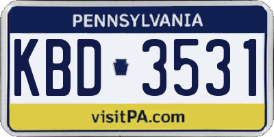 PA license plate KBD3531