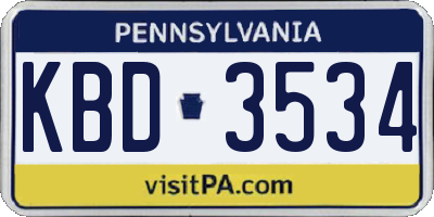 PA license plate KBD3534