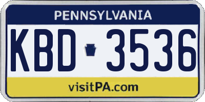 PA license plate KBD3536