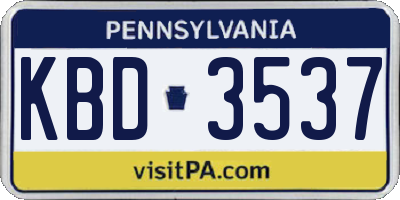 PA license plate KBD3537