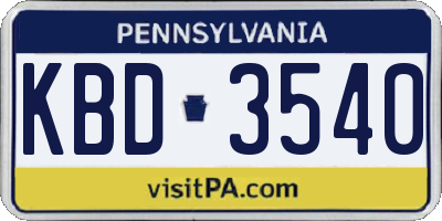 PA license plate KBD3540